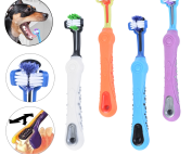 Spazzolino per Denti a Tre Lati per Animali Domestici Spazzolino per Cani per Cattivo Aria Tartaro Cura dei Denti